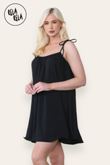 Strappy Wired Hem Swing Mini Dress Women Summer Dress in Black Side