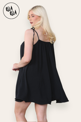 Strappy Wired Hem Swing Mini Dress Women Summer Dress in Black Back