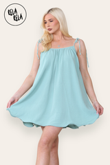 Strappy Wired Hem Swing Mini Dress Women Summer Dress in Sage Colour Front