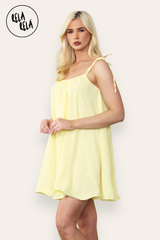 Strappy Wired Hem Swing Mini Dress Women Summer Dress in Yellow Colour Front 2