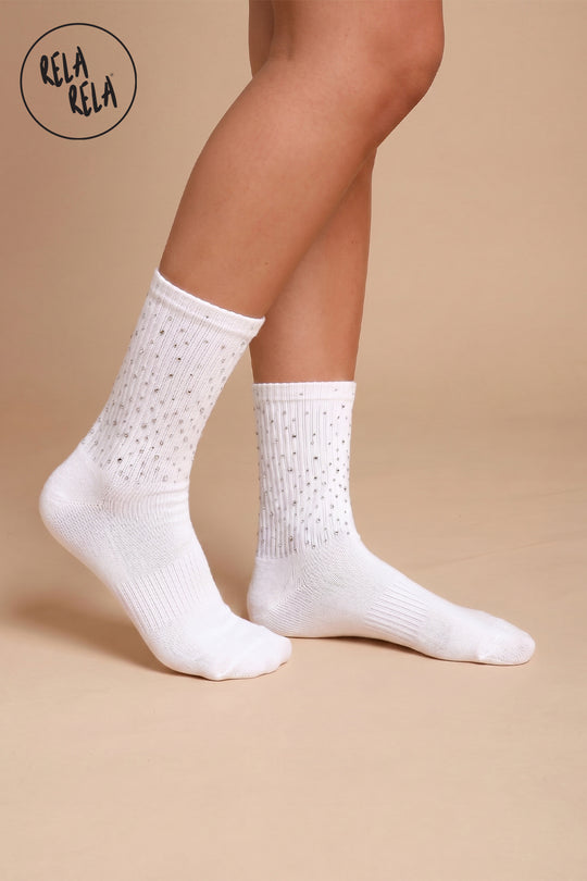 Everyday Rhinetone Detailed Cotton Trainer Ankle High Socks