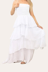 Tiered Bandeau Summer Maxi Dress in White