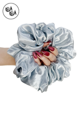 XXL Oversized Satin Hair Scrunchies in Silver