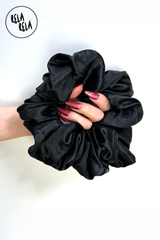 XXL Oversized Satin Hair Scrunchies in Black