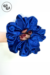 XXL Oversized Satin Hair Scrunchies in Royal Blue