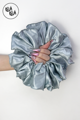 XL Giant Satin Scrunchie in Silver Grey