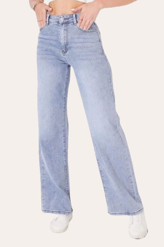 Light Blue Viral Dad Fit Style Straight Leg Jeans