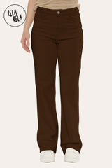Front view of Viral Stretchy Straight Leg Jeans Soft Fit in Chocolate
