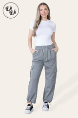 Grey Essential Cargo Joggers Trousers detail