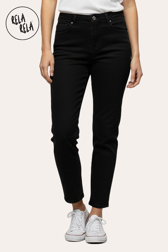 Petite Stretch Mom Jeans – Mid Rise in Black