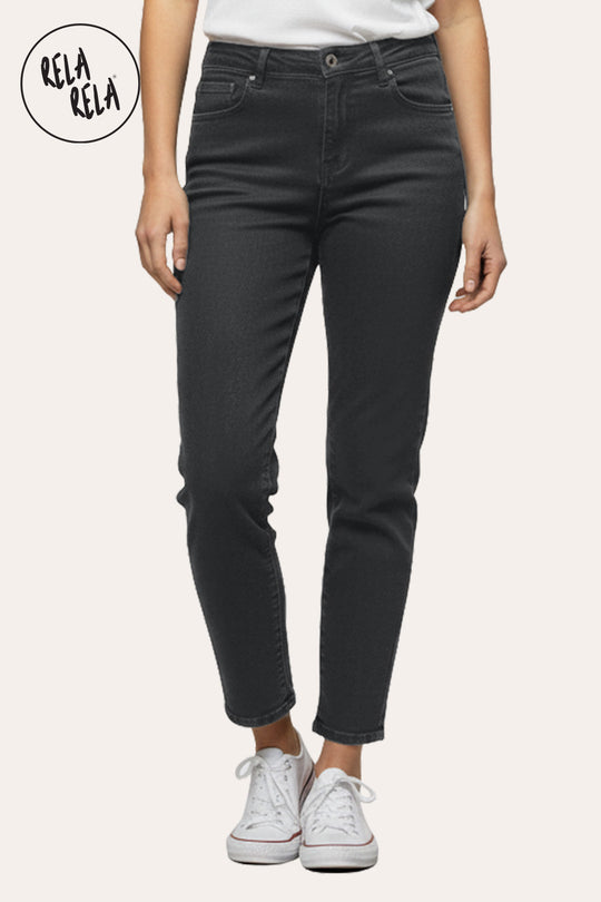 Petite Stretch Mom Jeans – Mid Rise in Charcoal