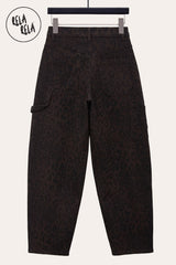 Stretchy Leopard Print Balloon Fit  Barrel Jeans