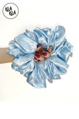 XXL Oversized Satin Hair Scrunchies in Baby Blue