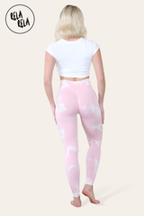 Marble Tie Dye High Waisted Scrunch Bum Leggings in Baby Pink back