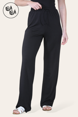 Scoop Neck Bodysuit & Wide Leg Trousers Co-Ord in Black detail