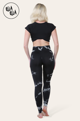 Marble Tie Dye High Waisted Scrunch Bum Leggings in Black back