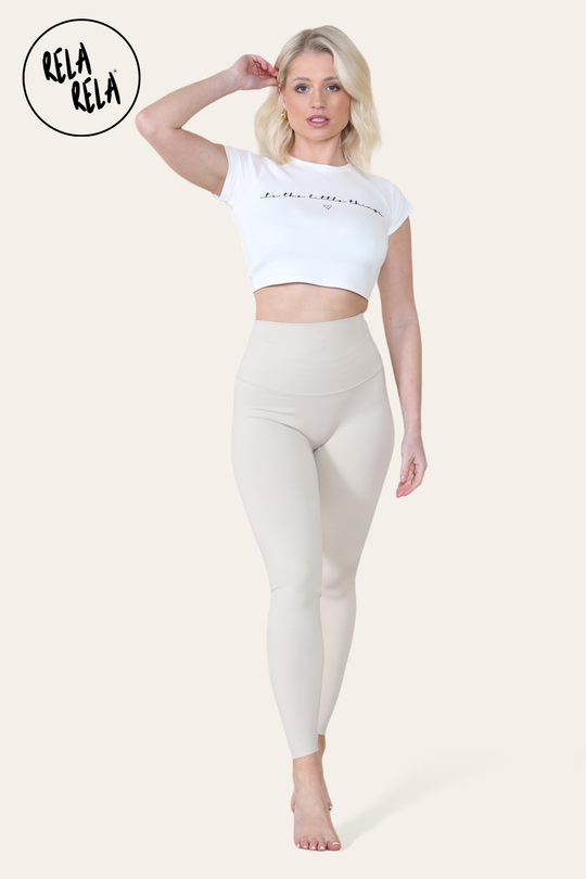 High Waisted Sculpting Leggings in Beige