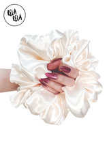 XXL Oversized Satin Hair Scrunchies in Cream