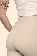 High Waisted Sculpt Shaping Leggings in Taupe detail
