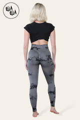 Marble Tie Dye High Waisted Scrunch Bum Leggings in Charcoal back