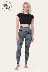 Marble Tie Dye High Waisted Scrunch Bum Leggings in Charcoal front 2