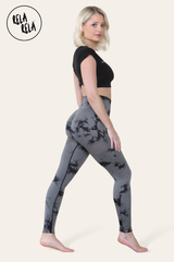 Marble Tie Dye High Waisted Scrunch Bum Leggings in Charcoal side