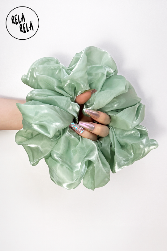 XXL Giant Organza Scrunchie in Sage