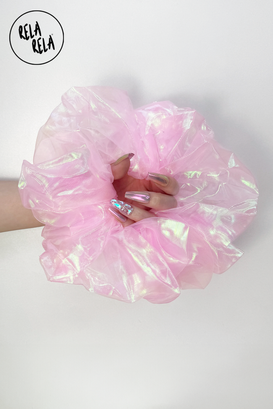 XXL Giant Organza Scrunchie in Iridescent Pink