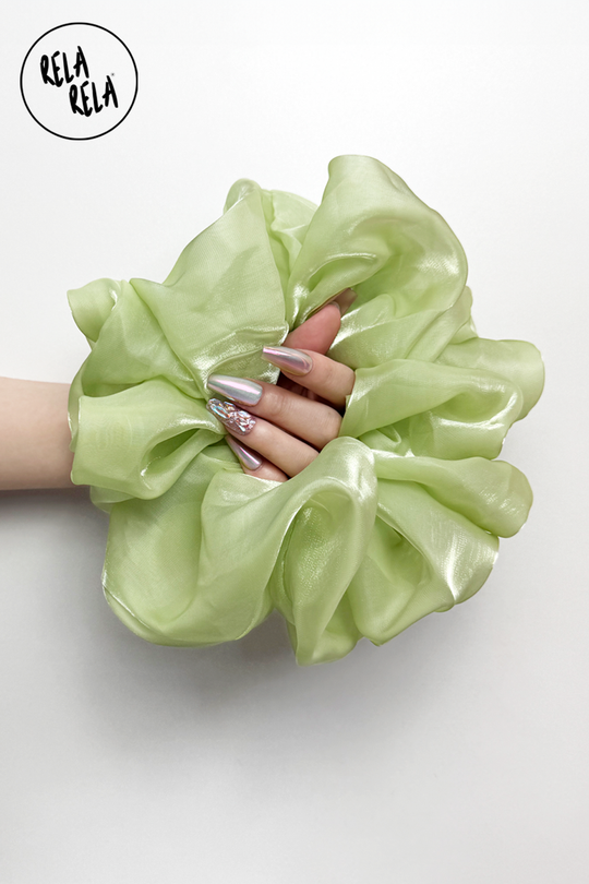 XXL Giant Organza Scrunchie in Olive Green
