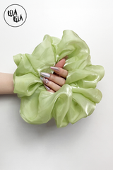 XL Giant Organza Scrunchie in Olive Green