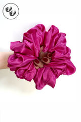 XXL Oversized Satin Hair Scrunchies in Hot Pink