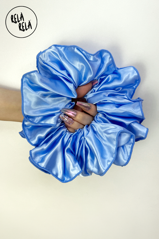 XXL Giant Satin Scrunchie in Baby Blue