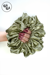 XXL Oversized Satin Hair Scrunchies in Sage