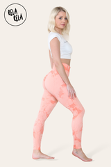 Marble Tie Dye High Waisted Scrunch Bum Leggings in Orange side