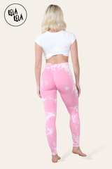 Marble Tie Dye High Waisted Scrunch Bum Leggings in Barbe Pink back