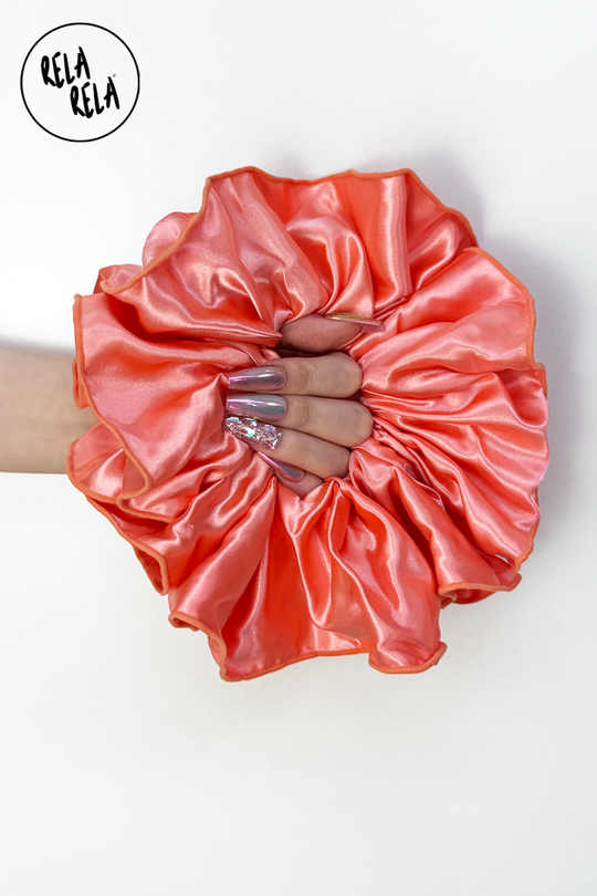 XXL Giant Satin Scrunchie in Coral Colour