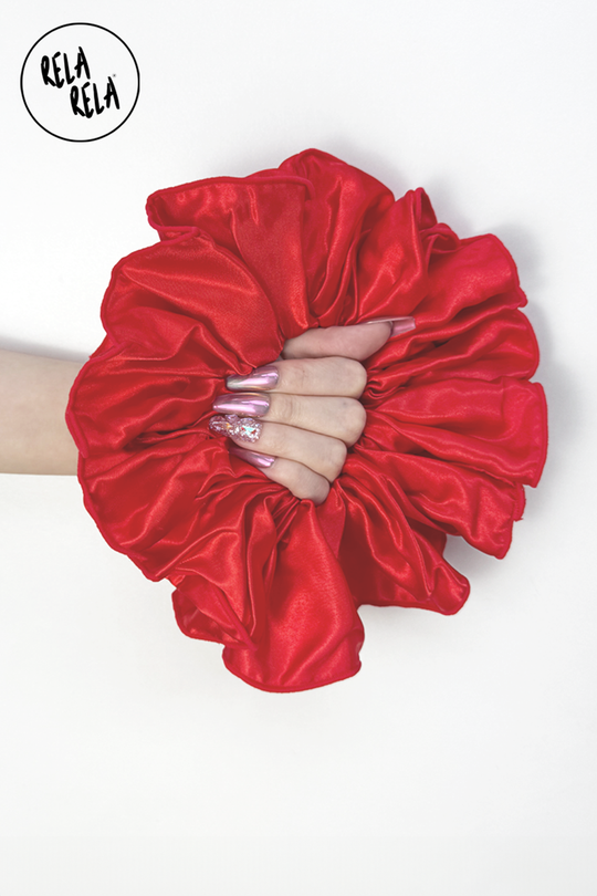 XXL Giant Satin Scrunchie in Red