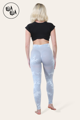 Marble Tie Dye High Waisted Scrunch Bum Leggings in Grey back