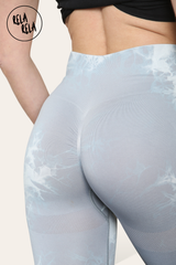 Marble Tie Dye High Waisted Scrunch Bum Leggings in Grey detail