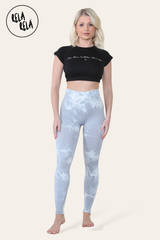 Marble Tie Dye High Waisted Scrunch Bum Leggings in Grey front2