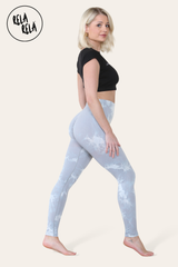 Marble Tie Dye High Waisted Scrunch Bum Leggings in Grey side