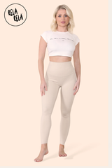 High Waisted Sculpt Shaping Leggings in Taupe front 2