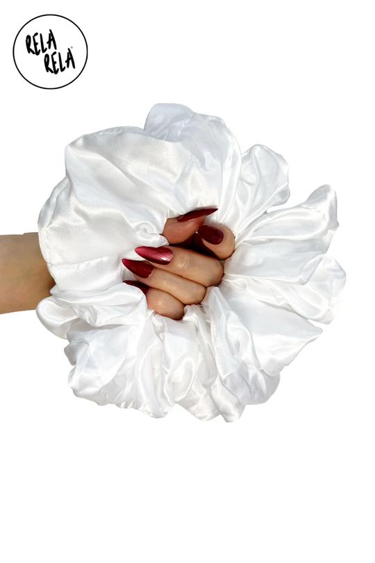XXL Oversized Satin Hair Scrunchies in White