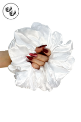 XXL Oversized Satin Hair Scrunchies in White