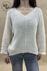 Super Soft Cosy V Neck Drop Shoulder Beige Jumper