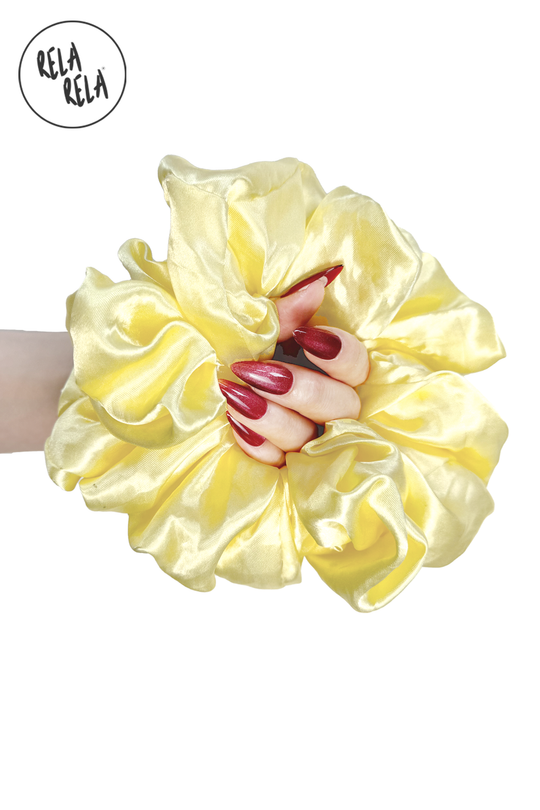 XXL Oversized Satin Hair Scrunchies in Yellow