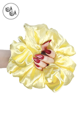 XXL Oversized Satin Hair Scrunchies in Yellow