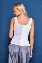 Half Mesh Top In White