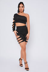 Knot Side Cycling Shorts in Black front 2