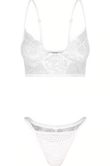 Lace Triangle Bralette & Matching Thong in White